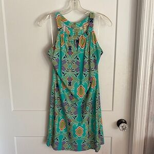 Aryeh Vibrant Teal/Aqua Patterned Mini Dress